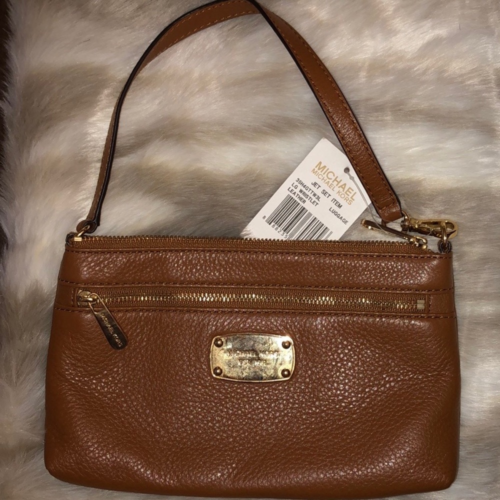Authentic Michael Kors Tan Leather Wristlet